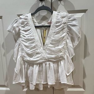 Cute White Ruffled Shirt